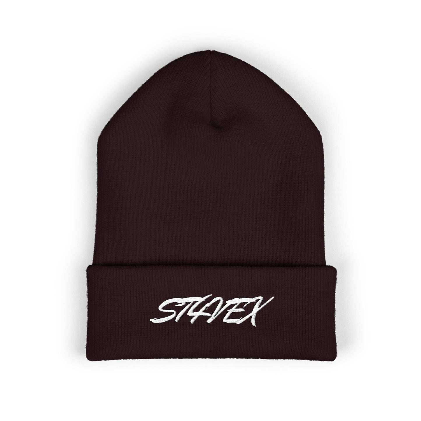 Embroidered STA4VEX Cuffed Beanie — Classic Knit Winter Hat