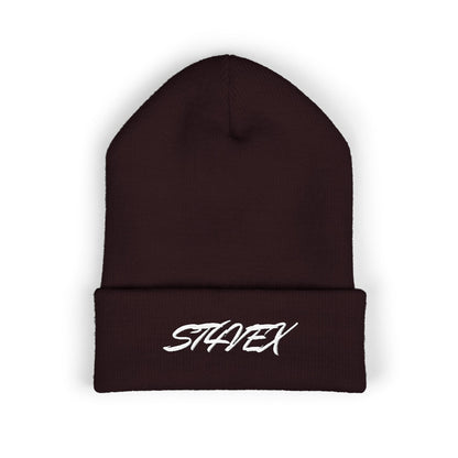 Embroidered STA4VEX Cuffed Beanie — Classic Knit Winter Hat
