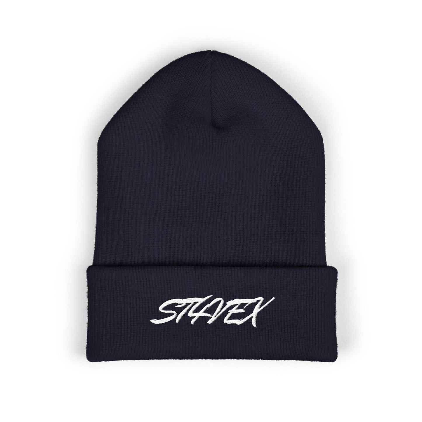 Embroidered STA4VEX Cuffed Beanie — Classic Knit Winter Hat