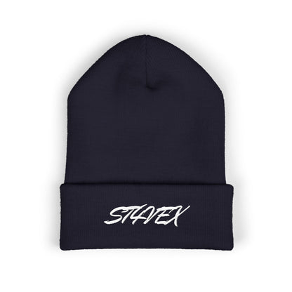 Embroidered STA4VEX Cuffed Beanie — Classic Knit Winter Hat