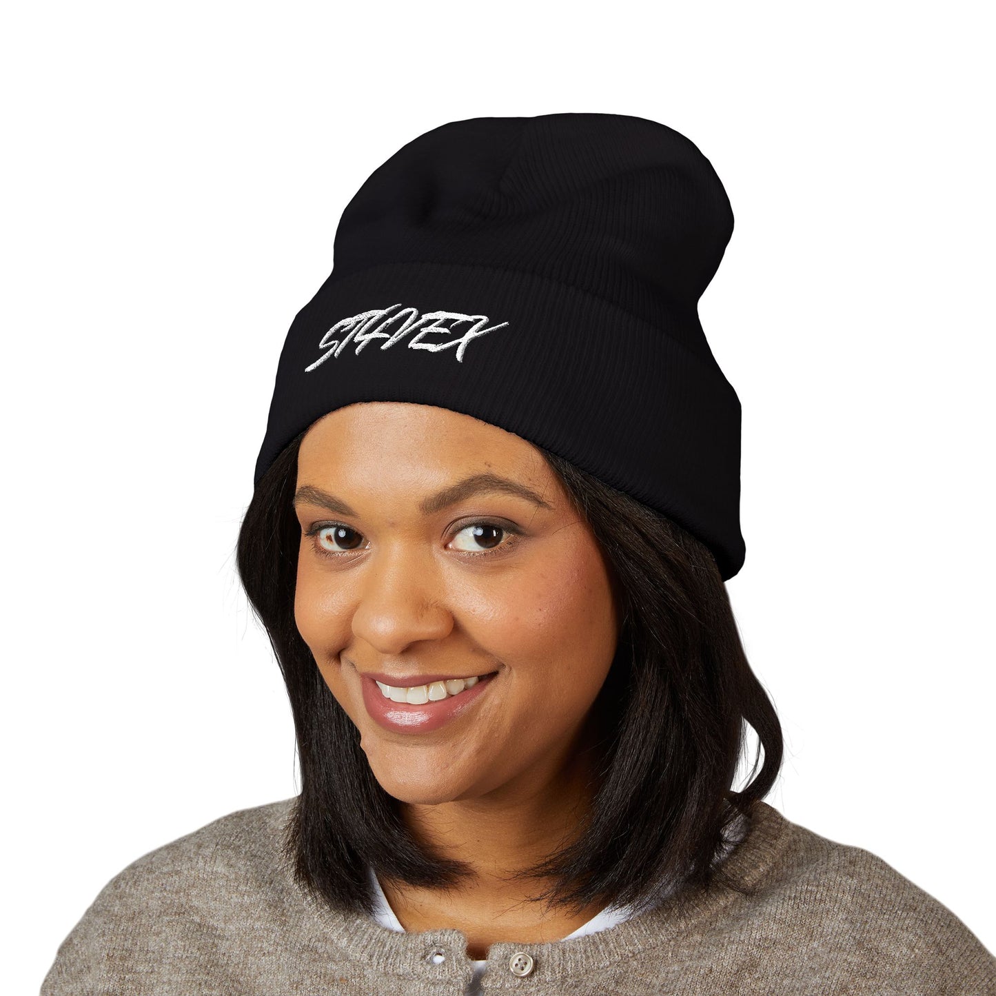 Embroidered STA4VEX Cuffed Beanie — Classic Knit Winter Hat