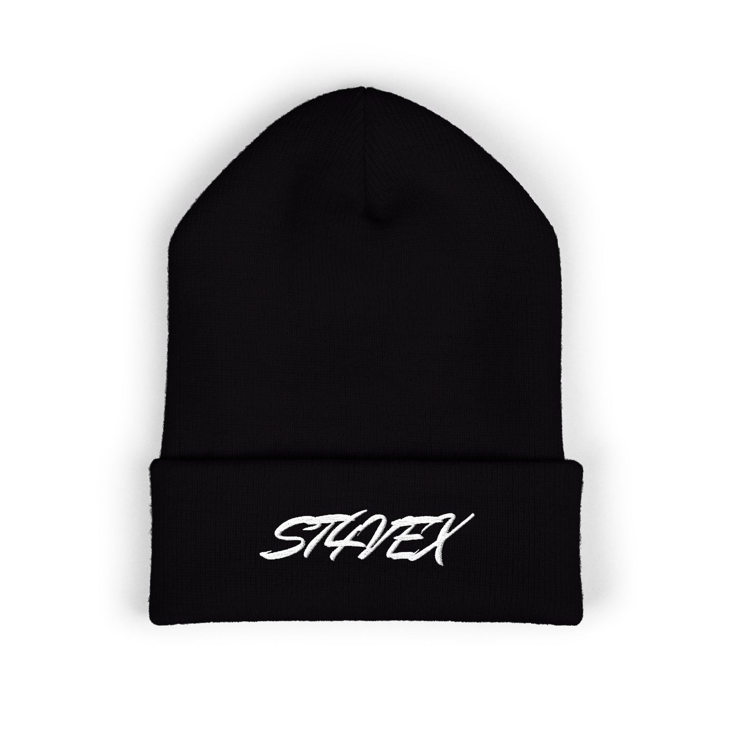Embroidered STA4VEX Cuffed Beanie — Classic Knit Winter Hat