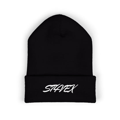 Embroidered STA4VEX Cuffed Beanie — Classic Knit Winter Hat
