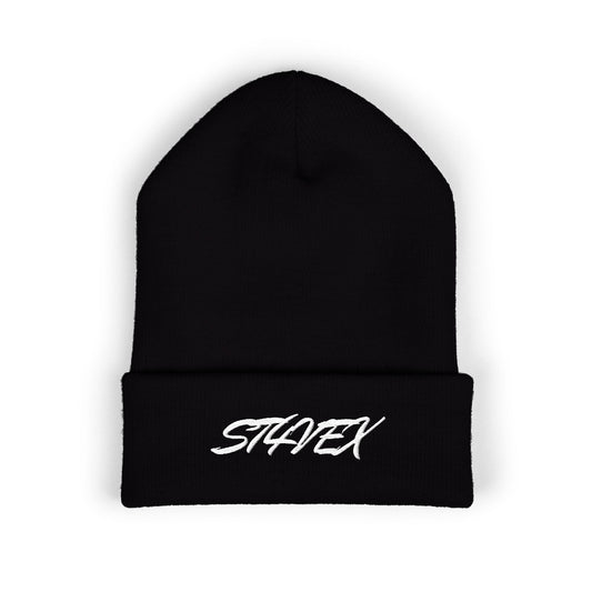 Embroidered STA4VEX Cuffed Beanie — Classic Knit Winter Hat