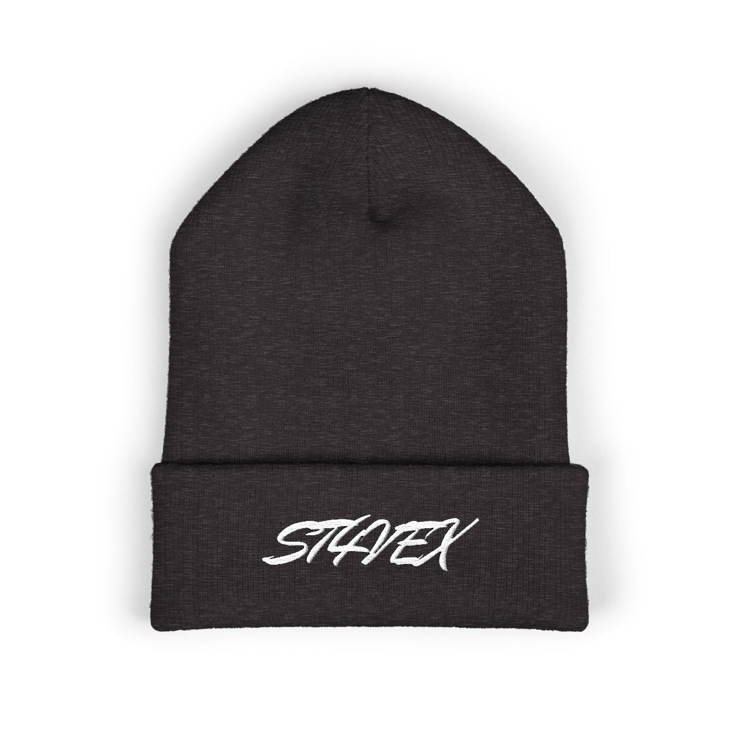 Embroidered STA4VEX Cuffed Beanie — Classic Knit Winter Hat