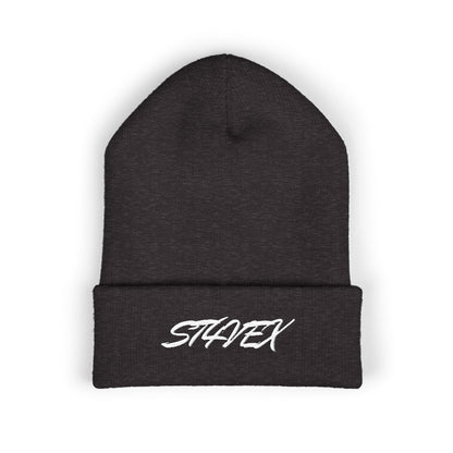 Embroidered STA4VEX Cuffed Beanie — Classic Knit Winter Hat
