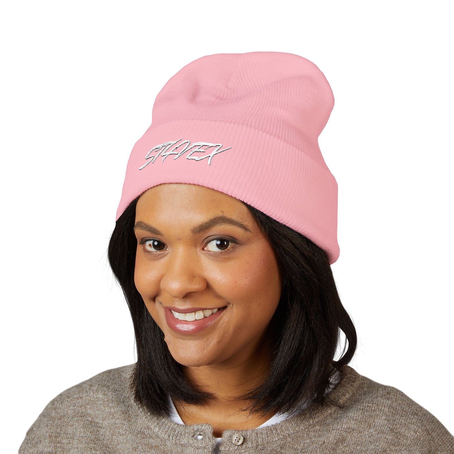 Embroidered STA4VEX Cuffed Beanie — Classic Knit Winter Hat
