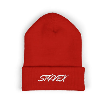 Embroidered STA4VEX Cuffed Beanie — Classic Knit Winter Hat