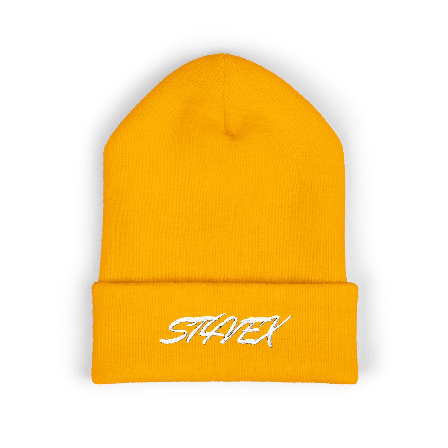 Embroidered STA4VEX Cuffed Beanie — Classic Knit Winter Hat