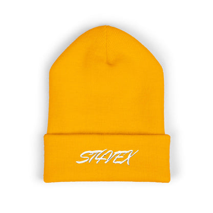 Embroidered STA4VEX Cuffed Beanie — Classic Knit Winter Hat