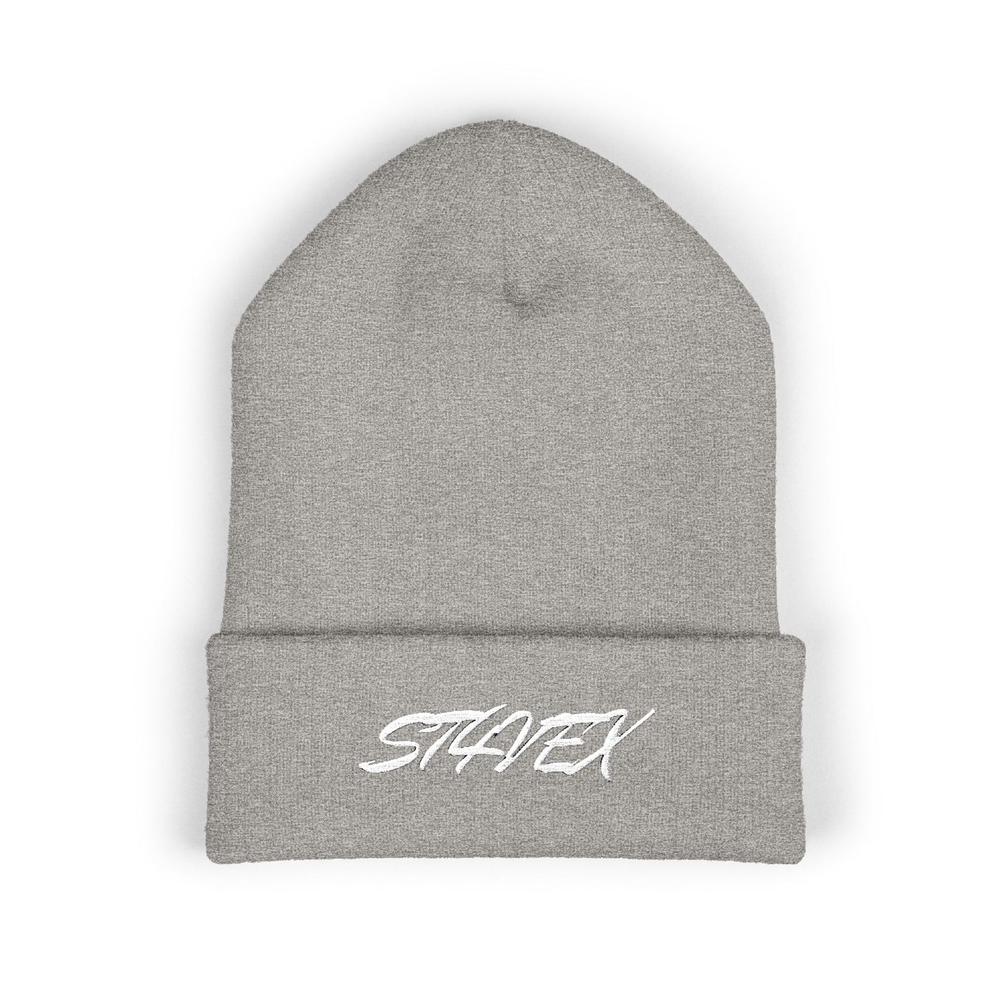 Embroidered STA4VEX Cuffed Beanie — Classic Knit Winter Hat