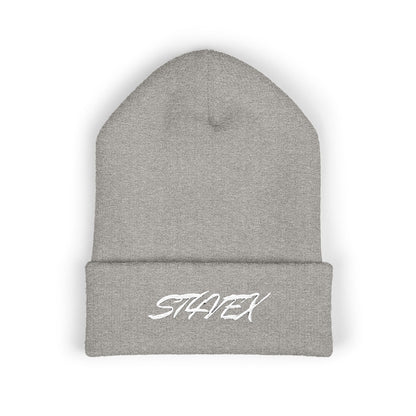 Embroidered STA4VEX Cuffed Beanie — Classic Knit Winter Hat