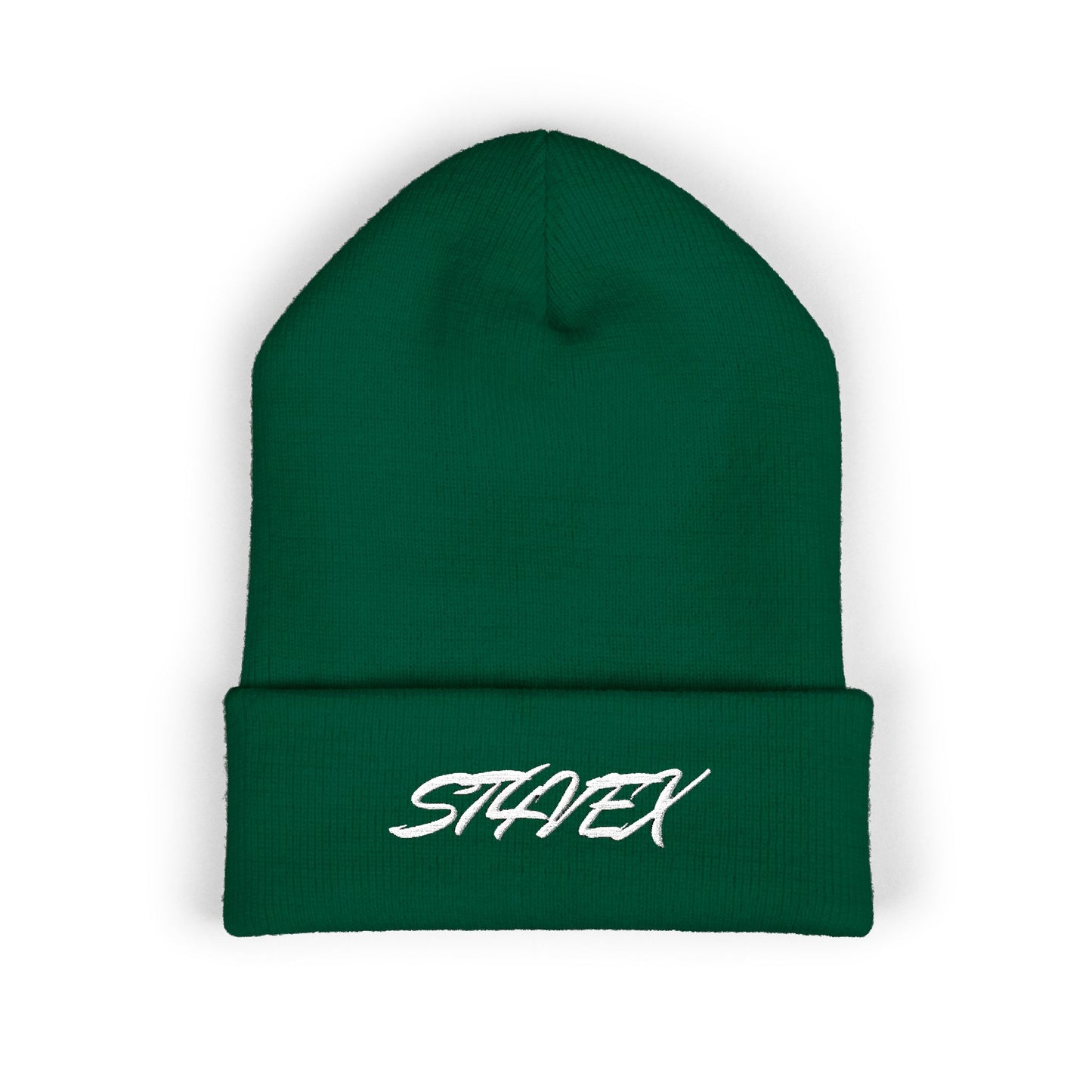 Embroidered STA4VEX Cuffed Beanie — Classic Knit Winter Hat