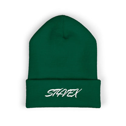 Embroidered STA4VEX Cuffed Beanie — Classic Knit Winter Hat