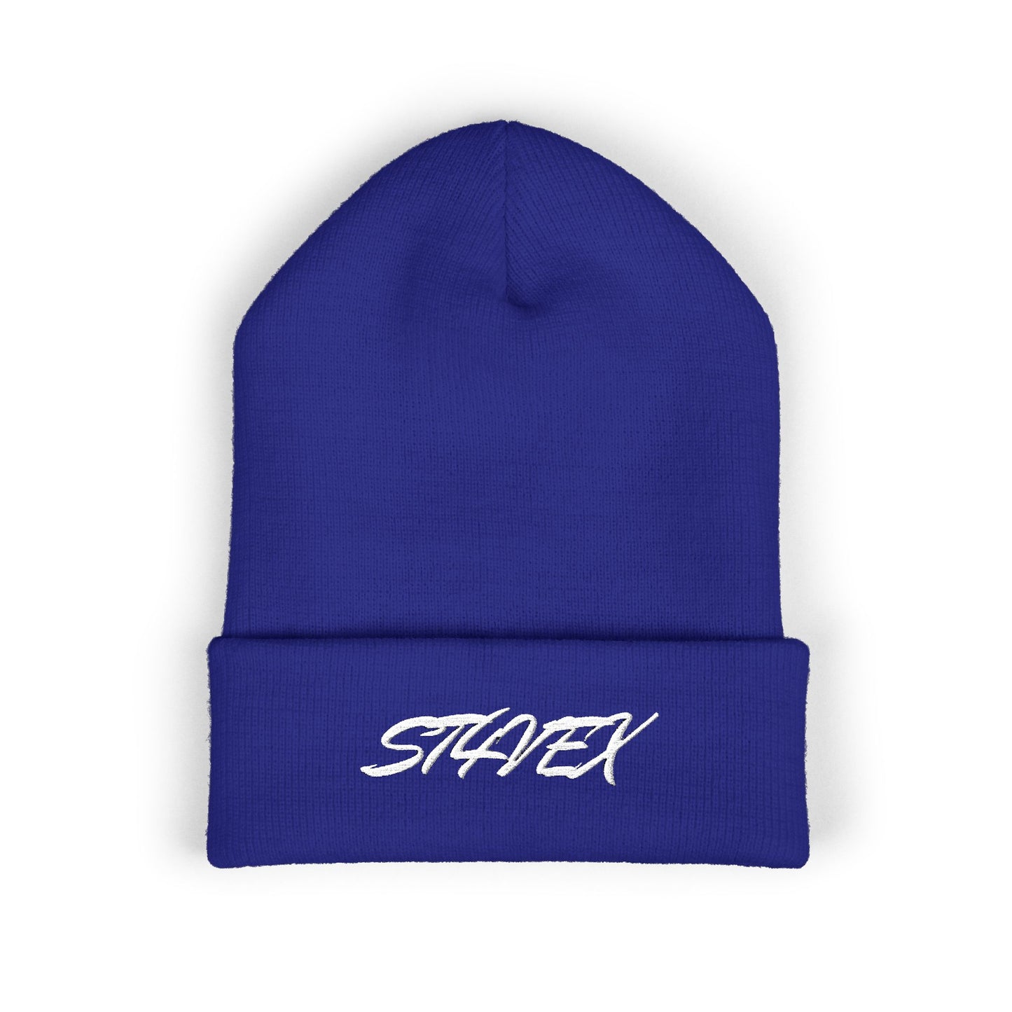 Embroidered STA4VEX Cuffed Beanie — Classic Knit Winter Hat