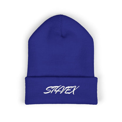 Embroidered STA4VEX Cuffed Beanie — Classic Knit Winter Hat