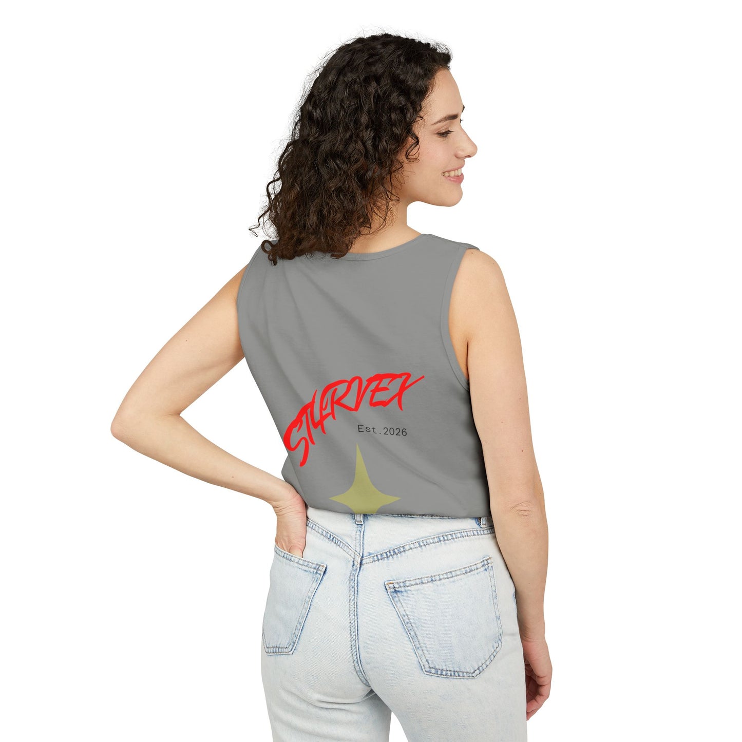 Starvex Sparkle Tank Top — Retro Star Graphic "EST. 2026"