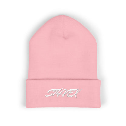 Embroidered STA4VEX Cuffed Beanie — Classic Knit Winter Hat