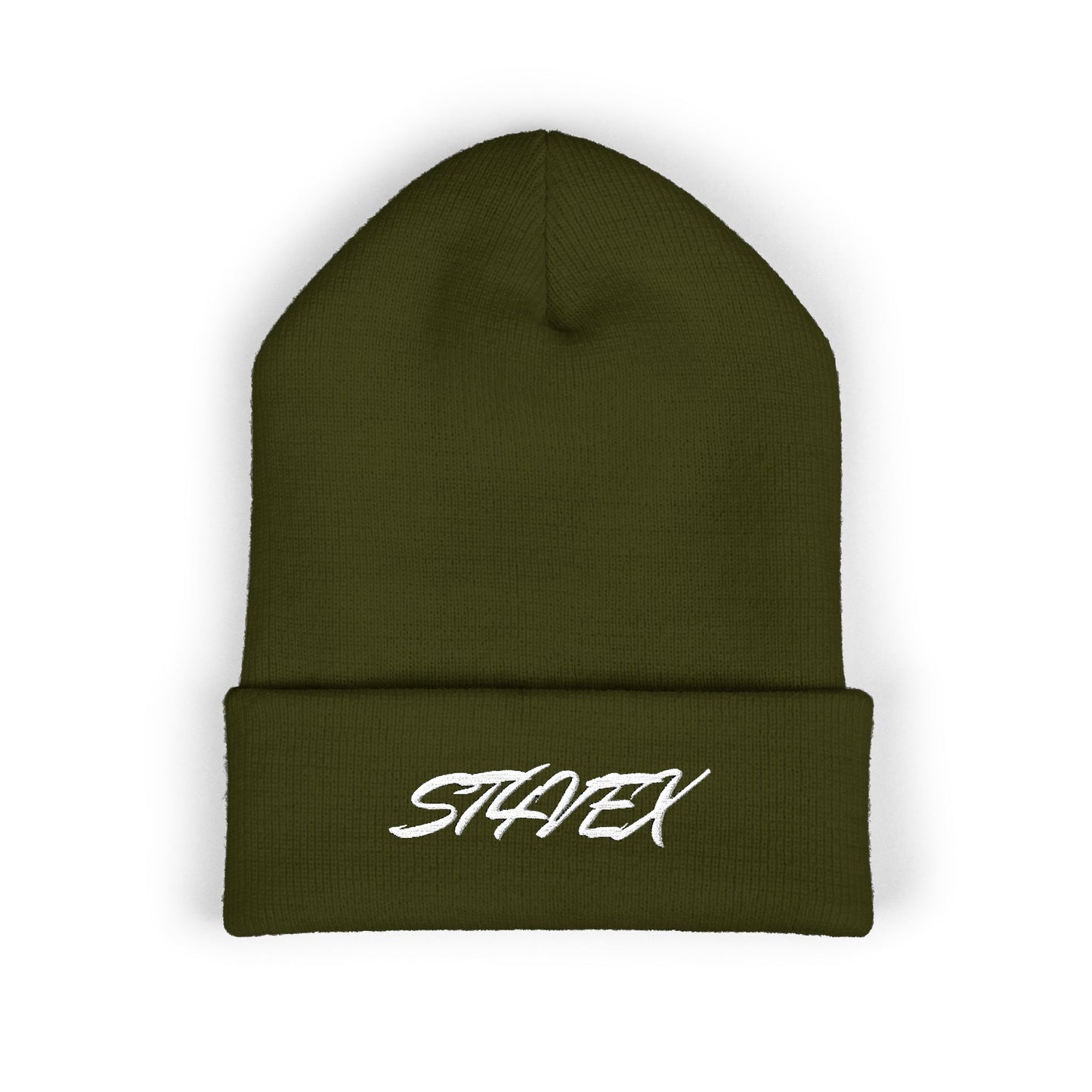 Embroidered STA4VEX Cuffed Beanie — Classic Knit Winter Hat