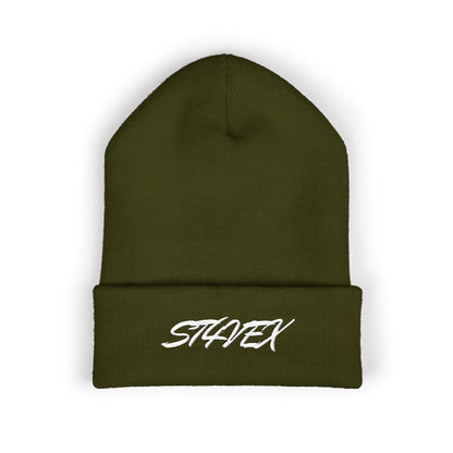 Embroidered STA4VEX Cuffed Beanie — Classic Knit Winter Hat