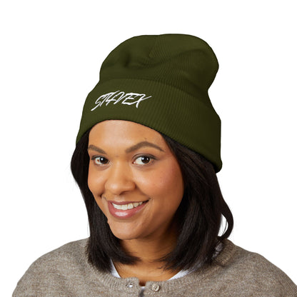 Embroidered STA4VEX Cuffed Beanie — Classic Knit Winter Hat